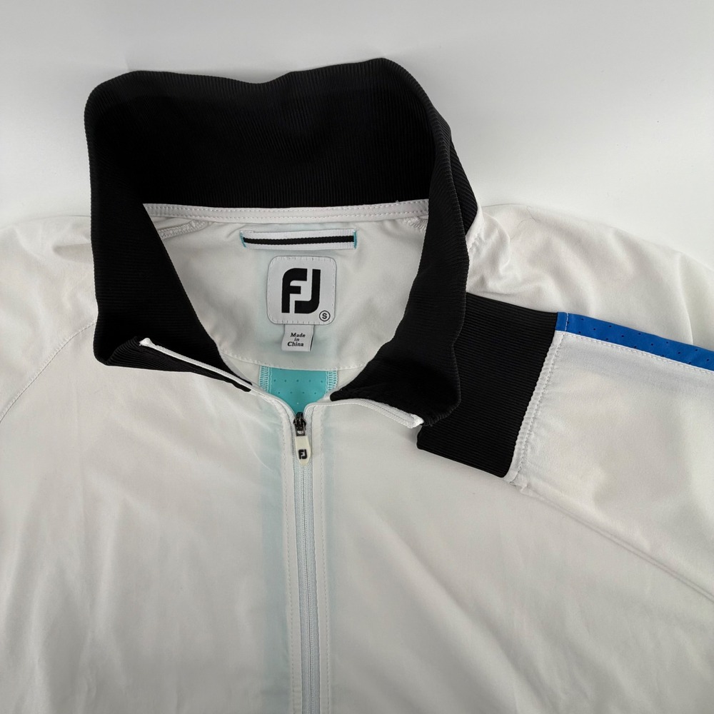 FootJoy FJ Mens White Golf Track Jacket Full Zip Logo Athletic Sportswear Size S
